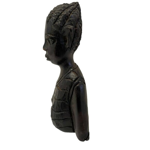 Woman Decorative Carved Chest Black Bust African Statue 5 1/3" x 2" - Picture 3 of 7